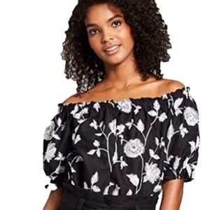 Embroidered off shoulder crop top